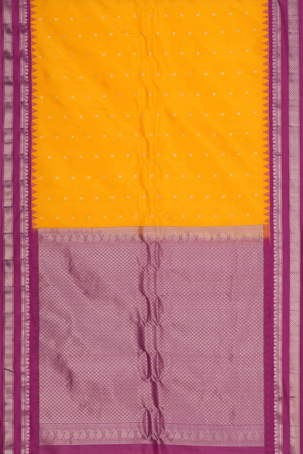 Image of Gadwal Silk Yellow Saree